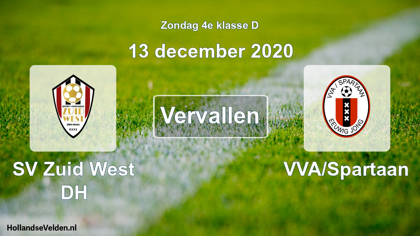 Scheduled Match: SV Zuid West DH - VVA/Spartaan (13 December 2020)