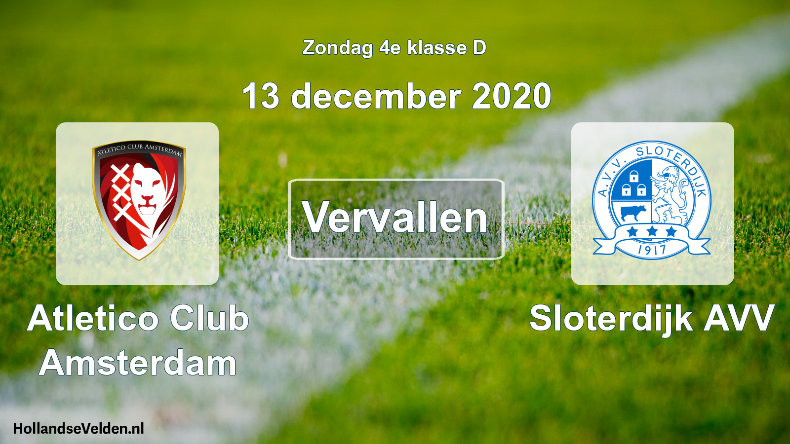 Scheduled Match: Atletico Club Amsterdam - Sloterdijk AVV (13 December 2020)