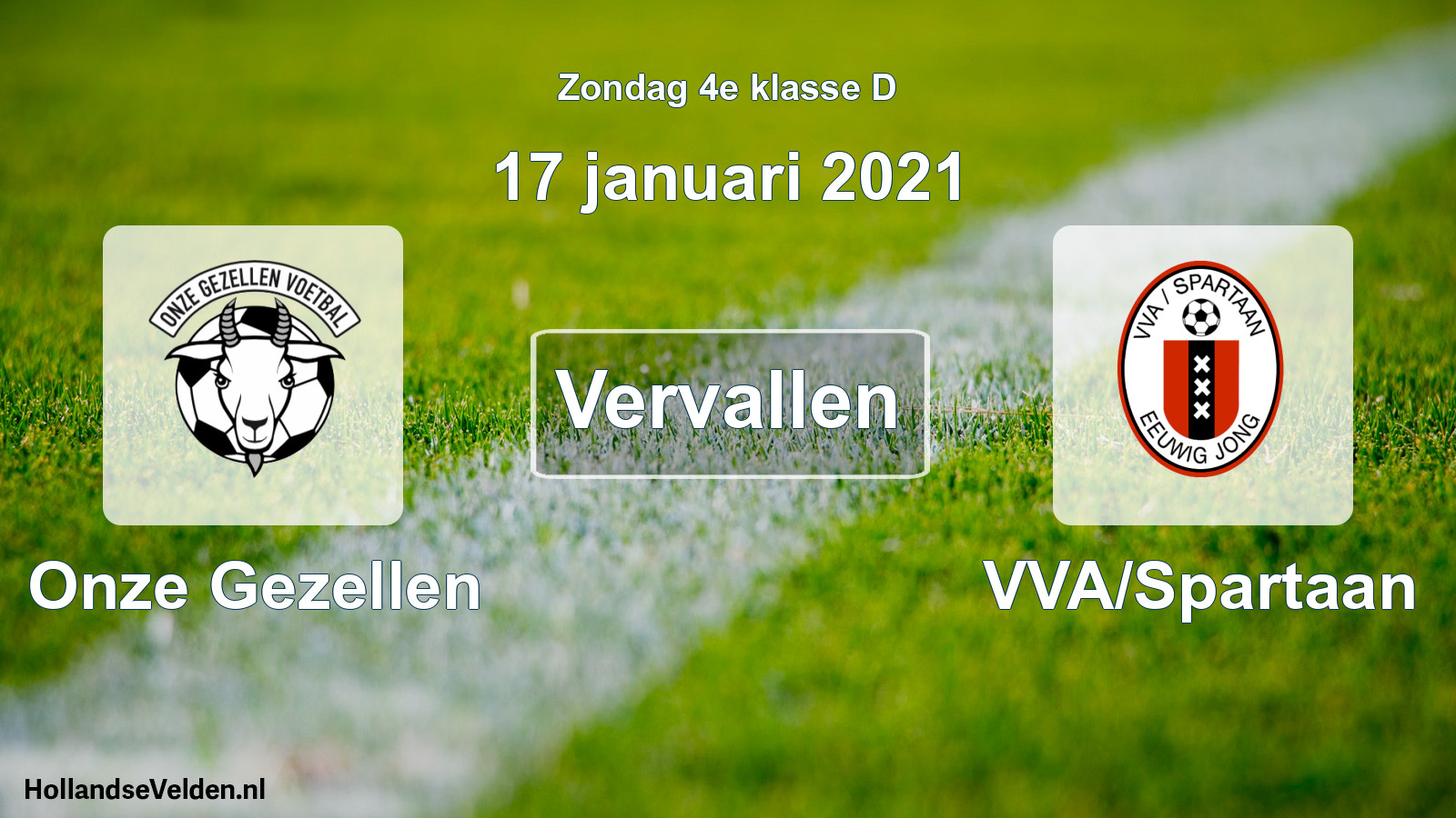 Scheduled Match: Onze Gezellen - VVA/Spartaan (17 January 2021)
