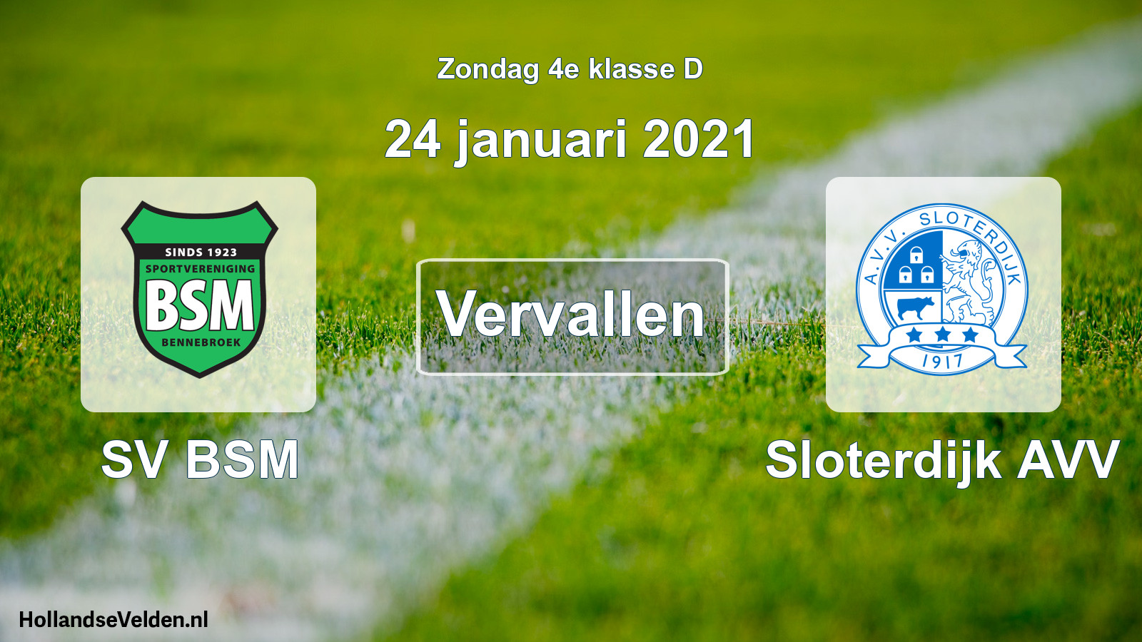 Scheduled Match: SV BSM - Sloterdijk AVV (24 January 2021)