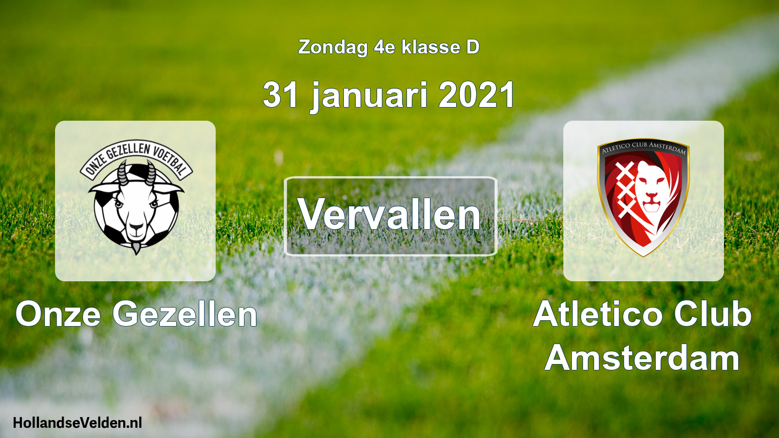 Scheduled Match: Onze Gezellen - Atletico Club Amsterdam (31 January 2021)