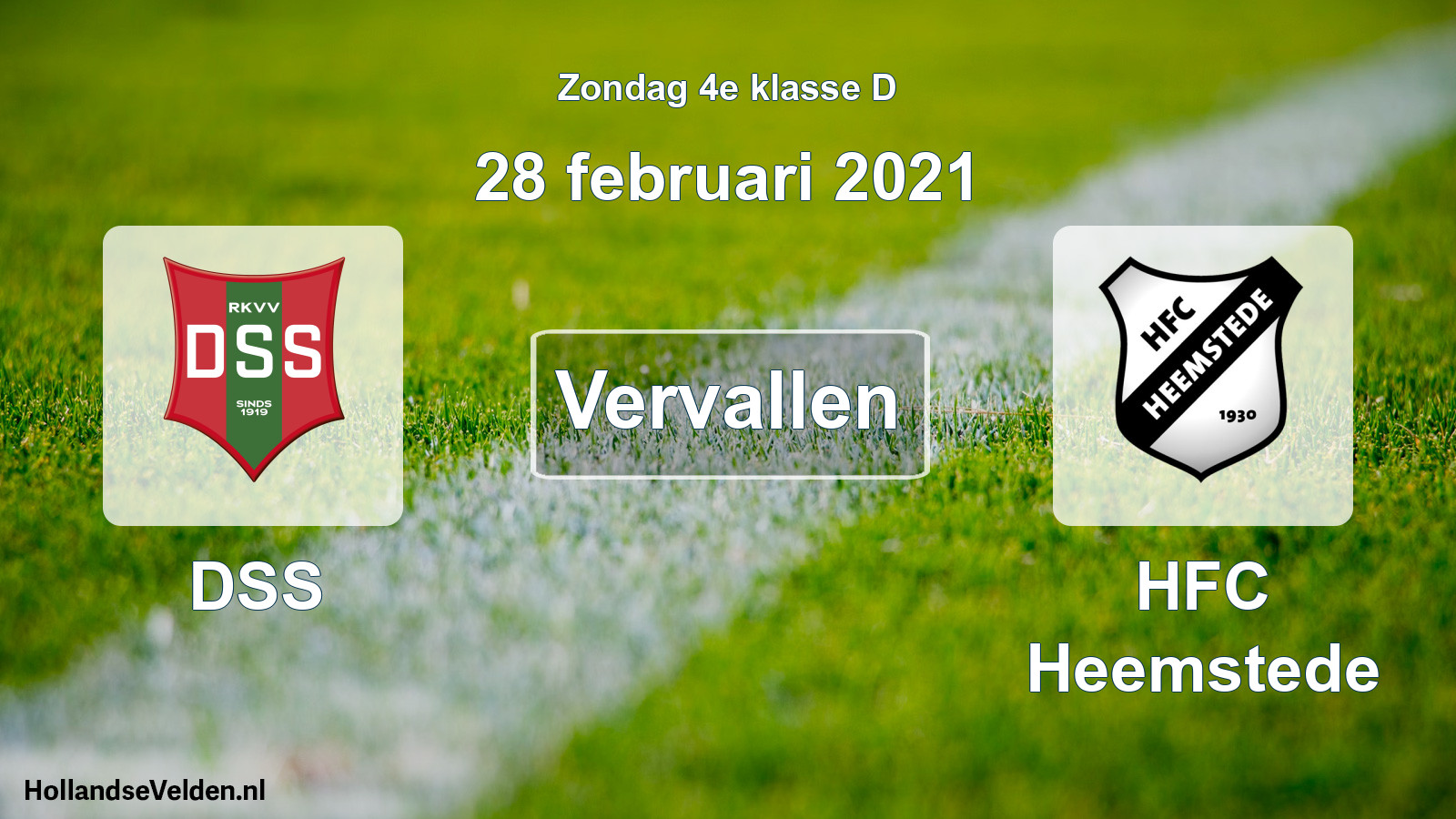 Scheduled Match: DSS - HFC Heemstede (28 February 2021)