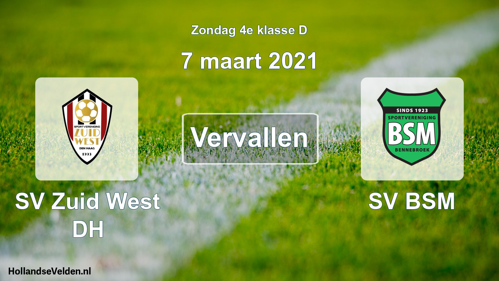 Scheduled Match: SV Zuid West DH - SV BSM (7 March 2021)