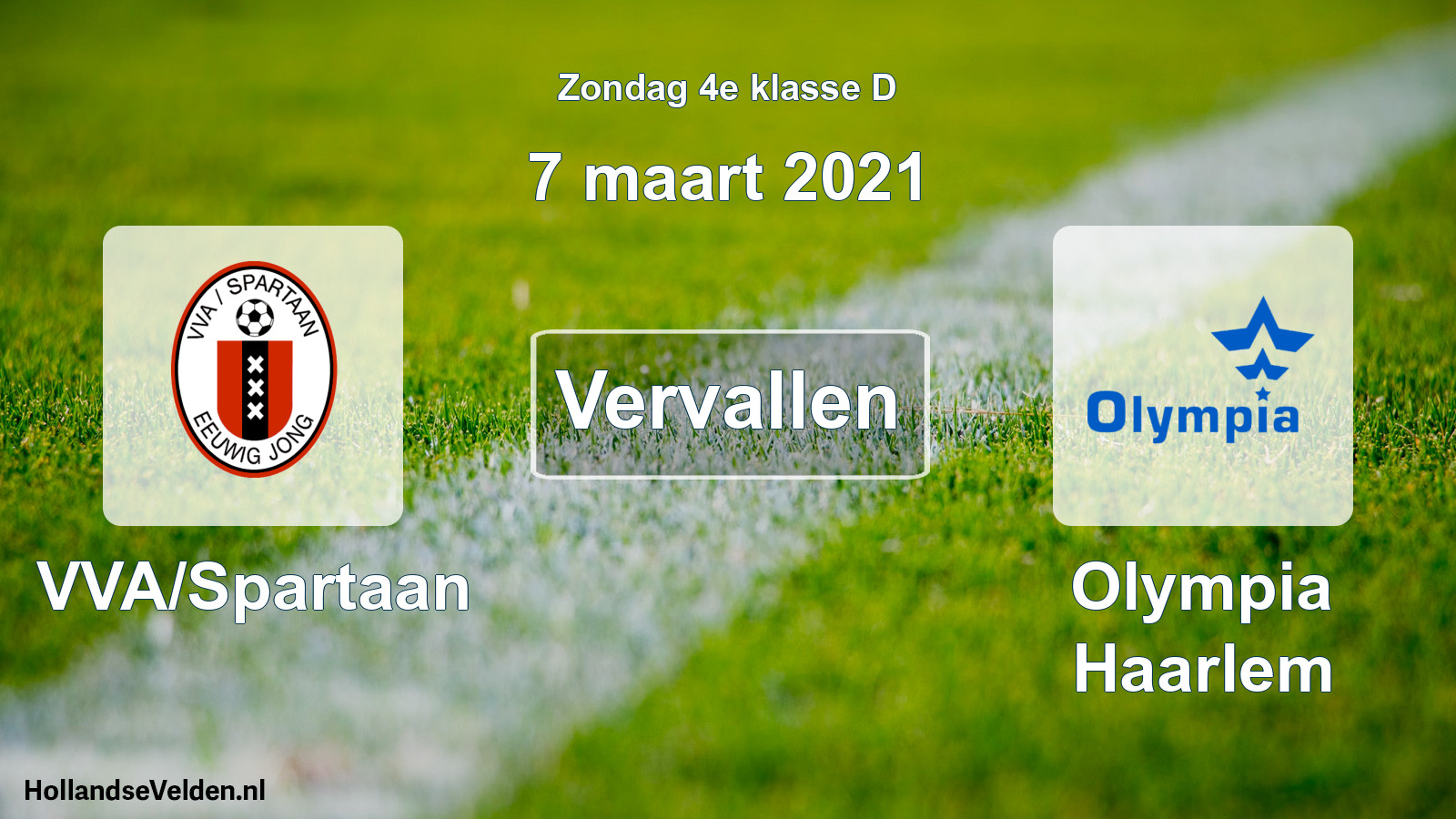 Scheduled Match: VVA/Spartaan - Olympia Haarlem (7 March 2021)