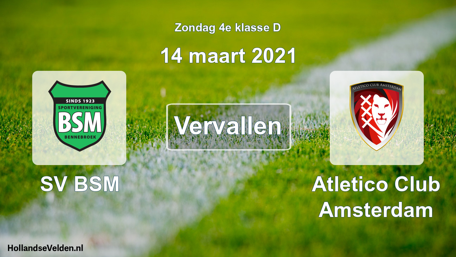 Scheduled Match: SV BSM - Atletico Club Amsterdam (14 March 2021)