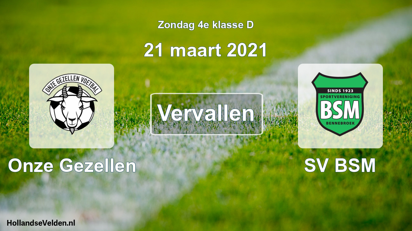 Scheduled Match: Onze Gezellen - SV BSM (21 March 2021)