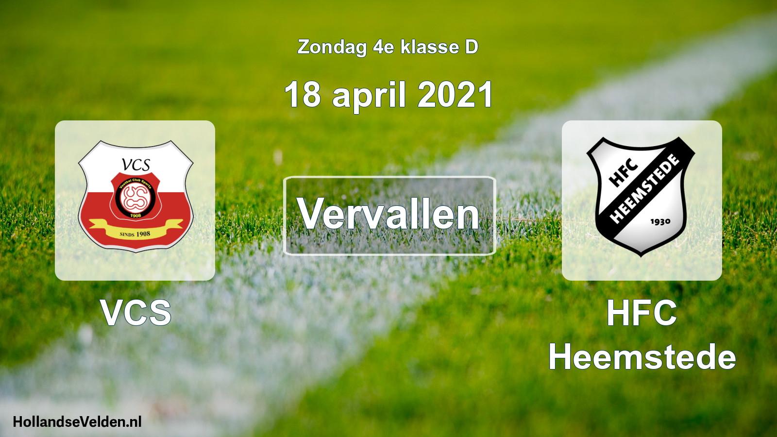 Scheduled Match: VCS - HFC Heemstede (18 April 2021)