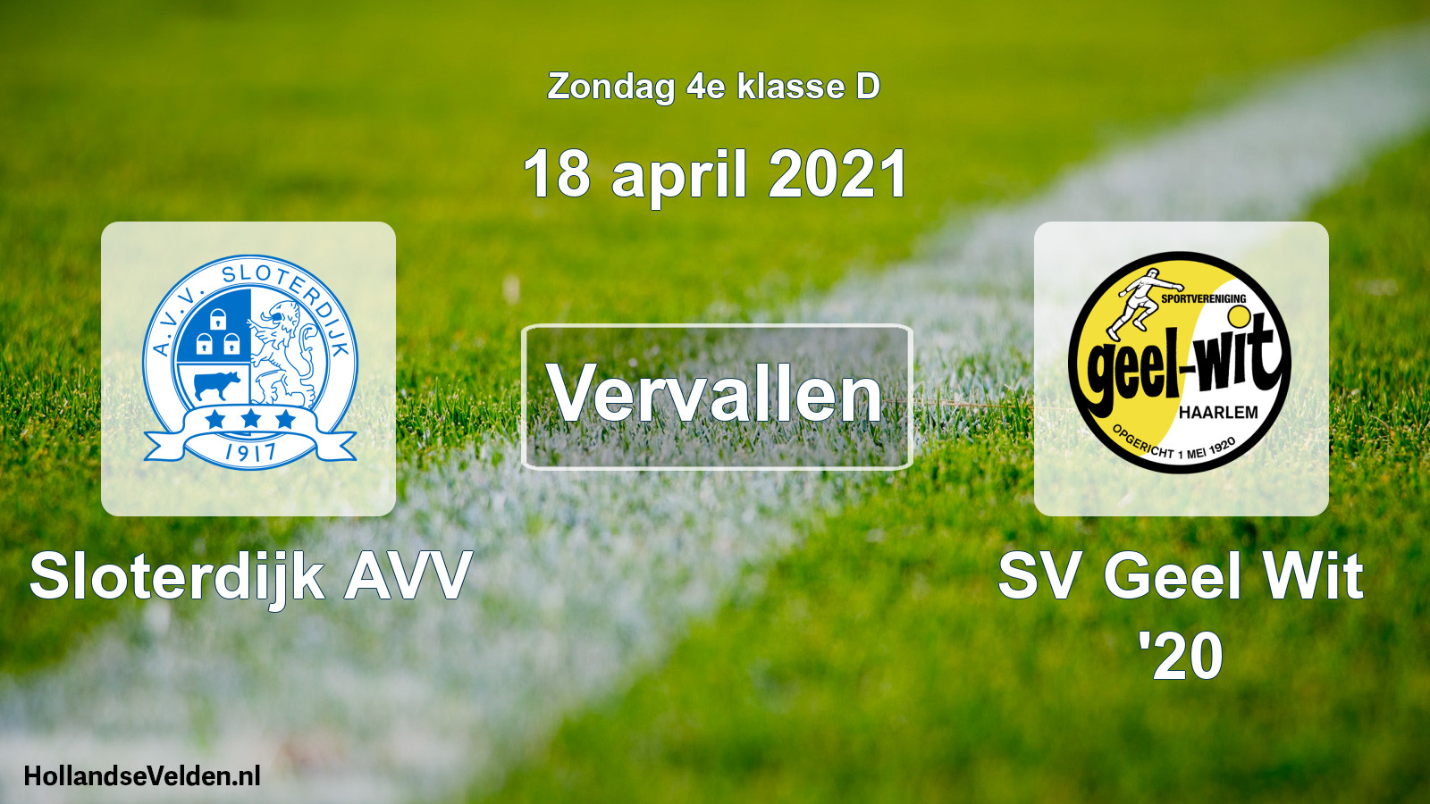 Scheduled Match: Sloterdijk AVV - SV Geel Wit '20 (18 April 2021)