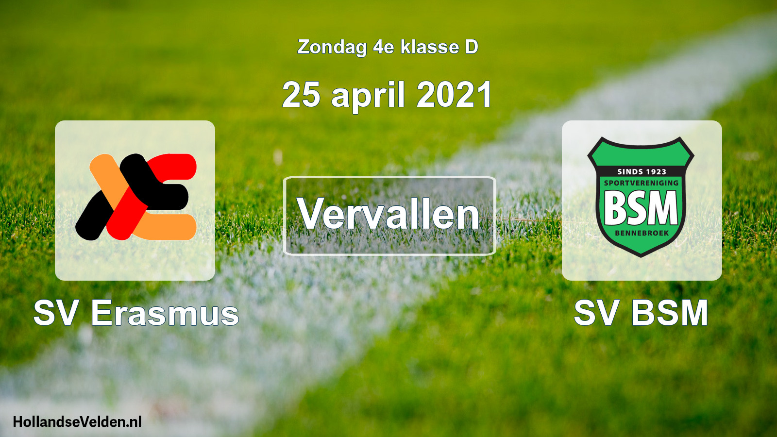 Scheduled Match: SV Erasmus - SV BSM (25 April 2021)