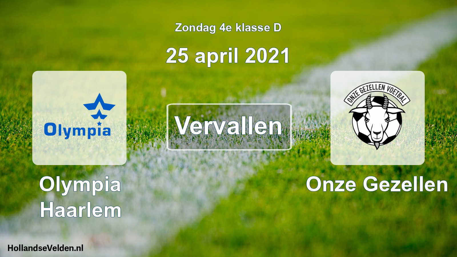 Scheduled Match: Olympia Haarlem - Onze Gezellen (25 April 2021)