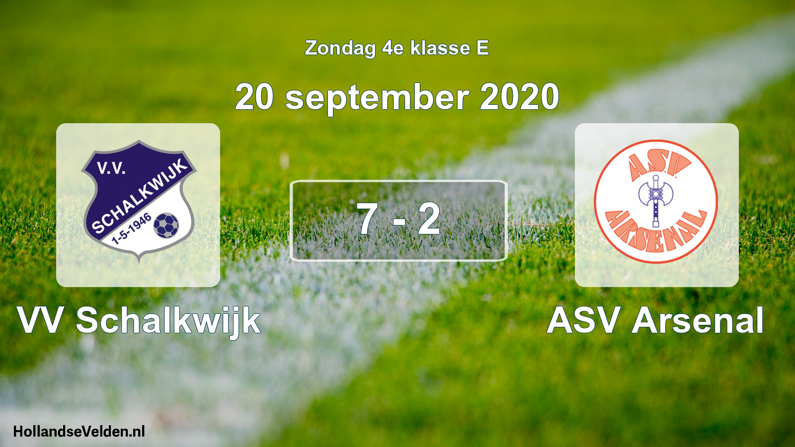 Total number of matches played: VV Schalkwijk - ASV Arsenal 7 - 2 (20 September 2020)