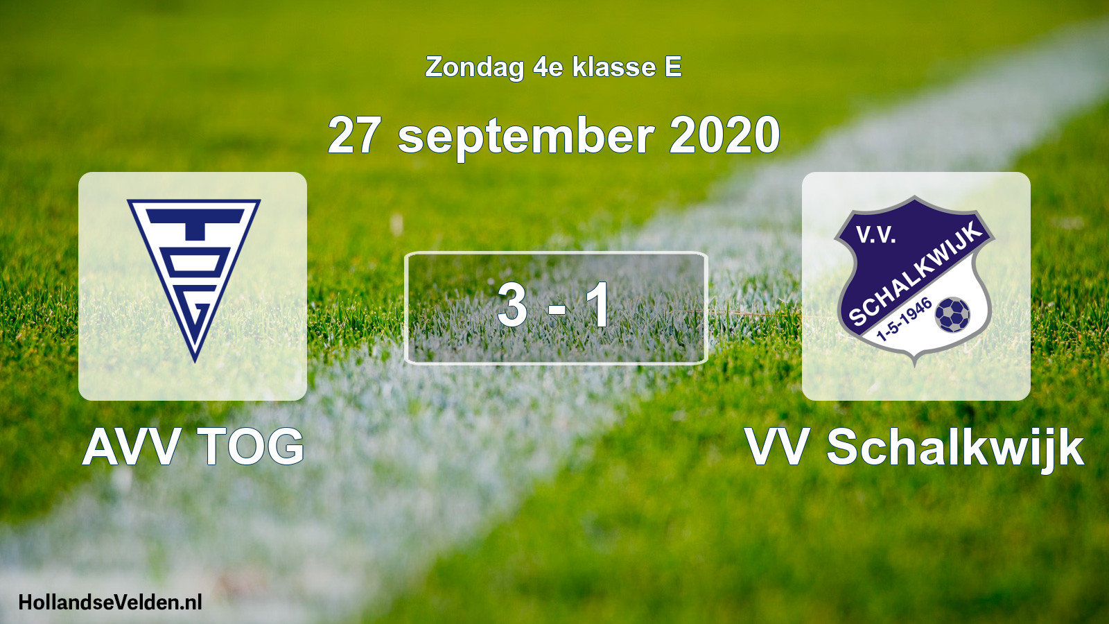Total number of matches played: AVV TOG - VV Schalkwijk 3 - 1 (27 September 2020)