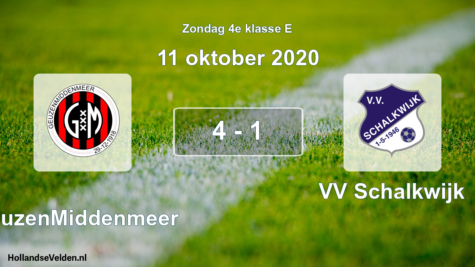 Total number of matches played: GeuzenMiddenmeer - VV Schalkwijk 4 - 1 (11 October 2020)