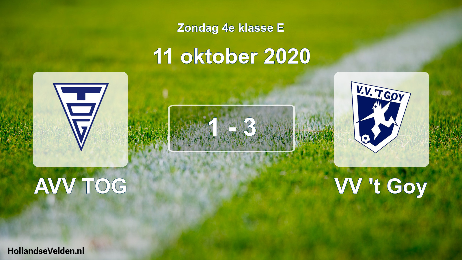 Total number of matches played: AVV TOG - VV 't Goy 1 - 3 (11 October 2020)