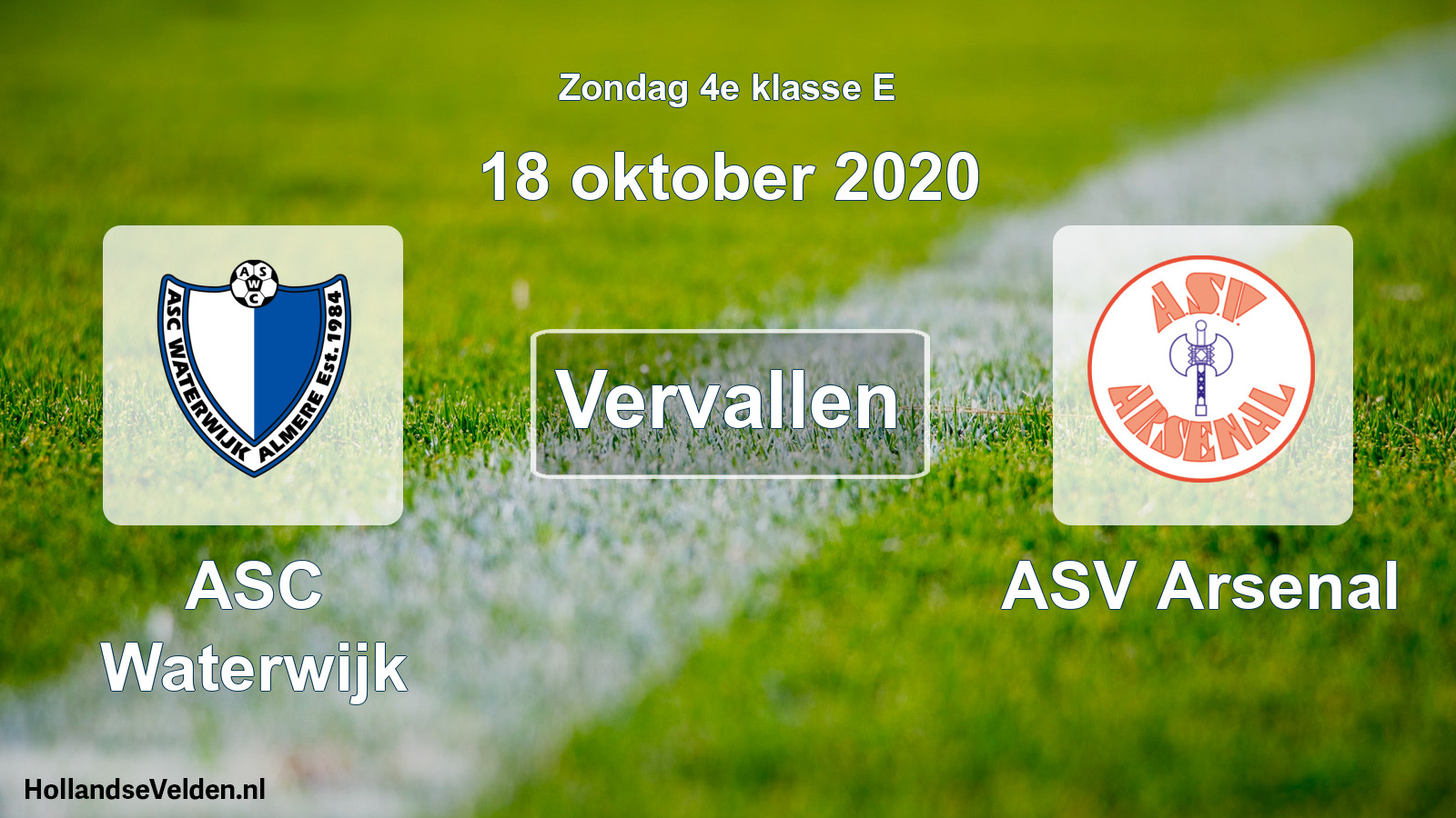 Scheduled Match: ASC Waterwijk - ASV Arsenal (18 October 2020)