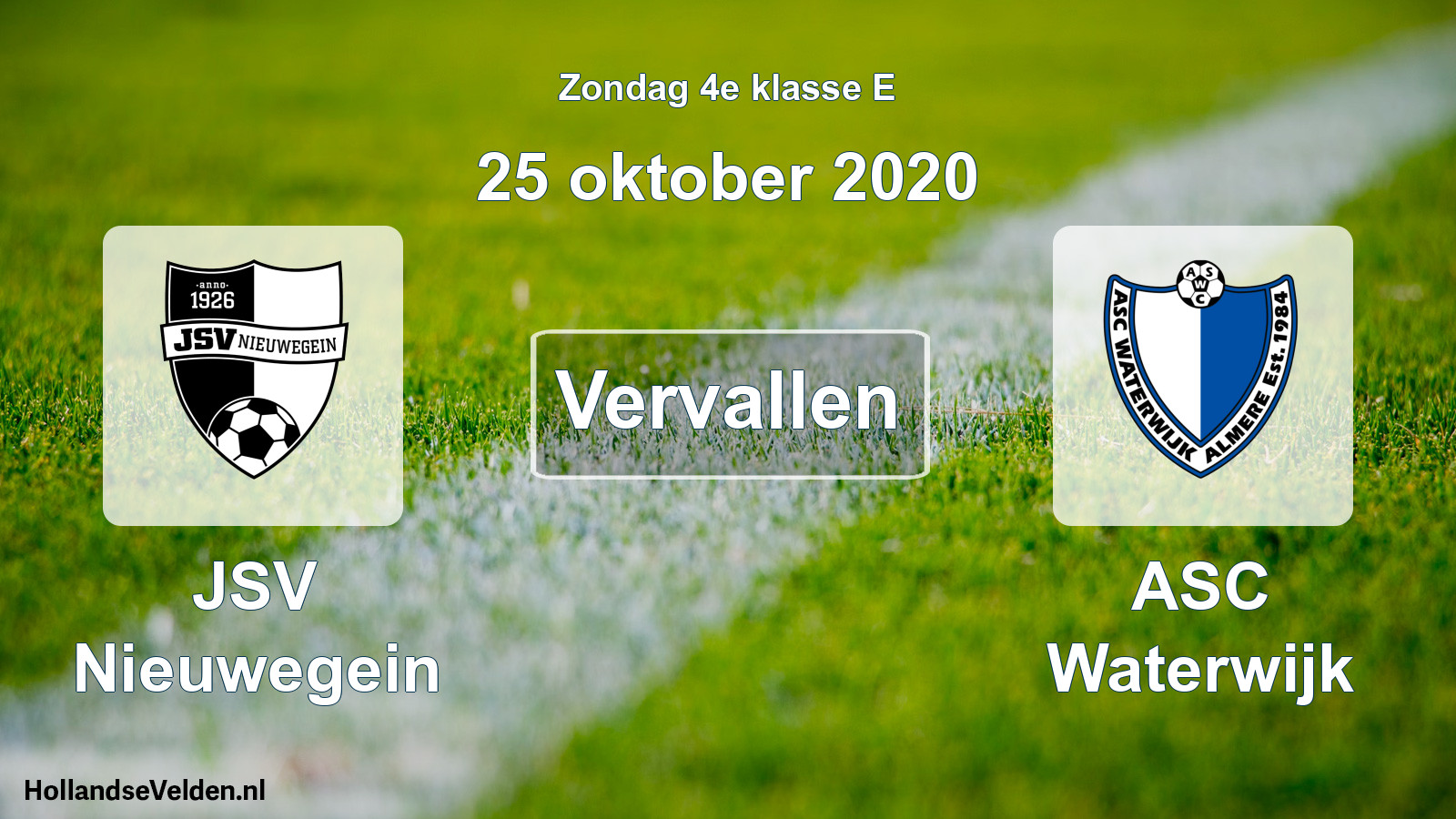 Scheduled Match: JSV Nieuwegein - ASC Waterwijk (25 October 2020)