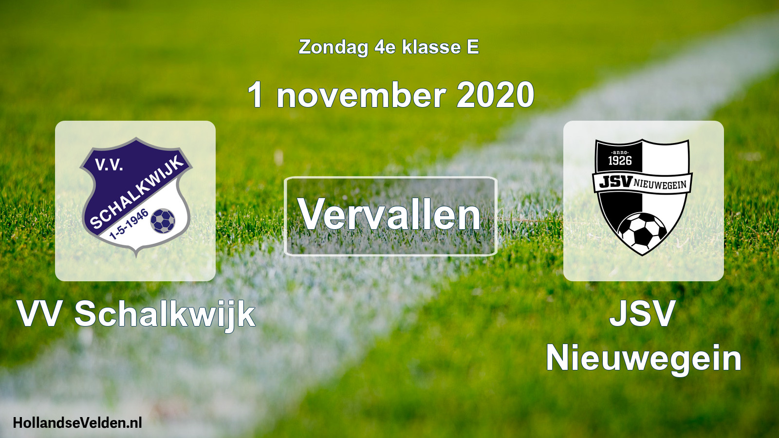 Scheduled Match: VV Schalkwijk - JSV Nieuwegein (1 November 2020)