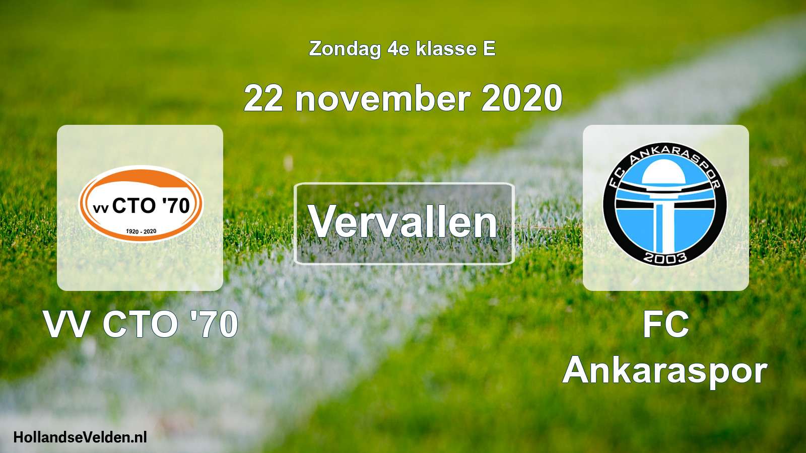 Scheduled Match: VV CTO '70 - FC Ankaraspor (22 November 2020)