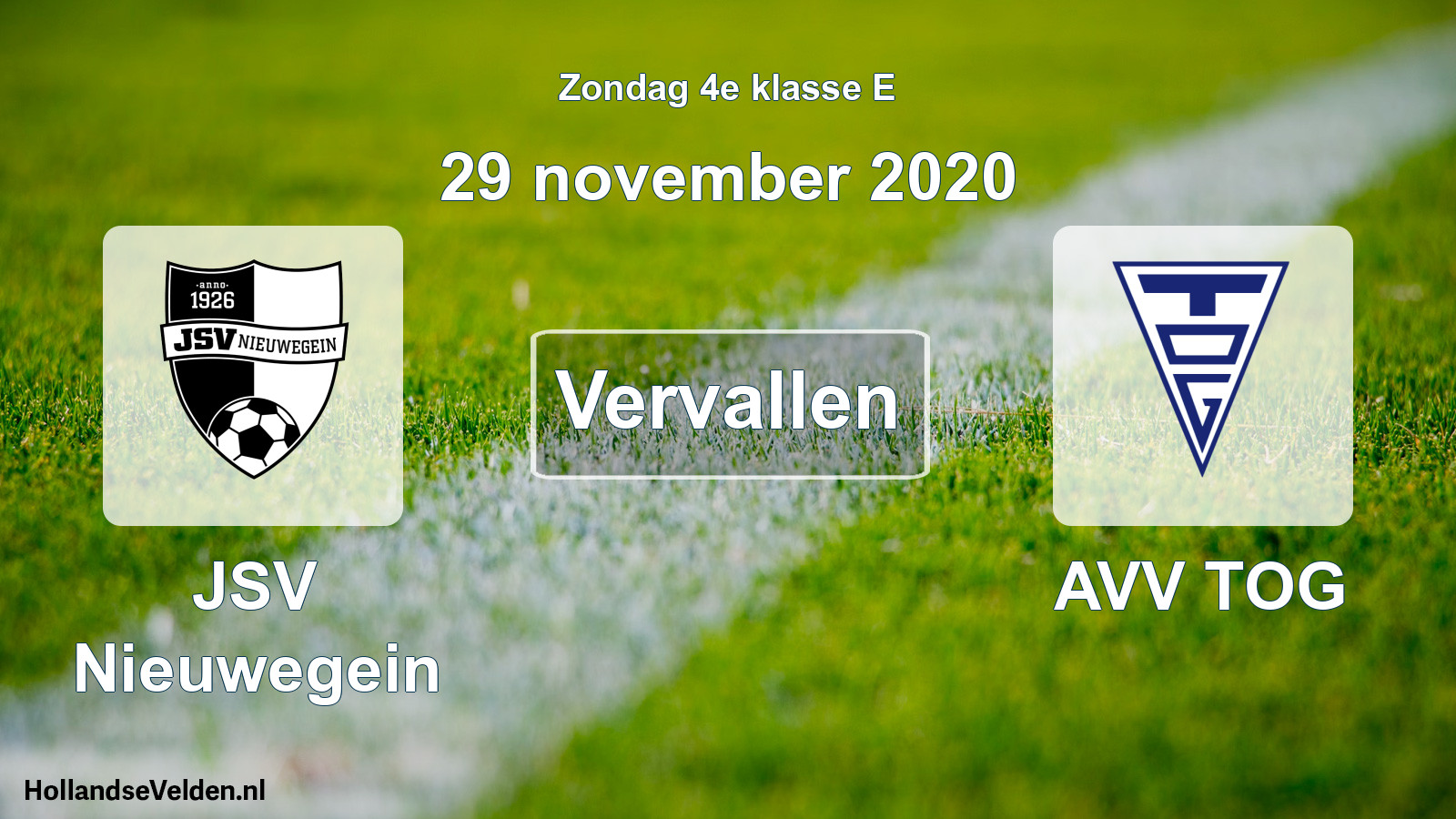 Scheduled Match: JSV Nieuwegein - AVV TOG (29 November 2020)