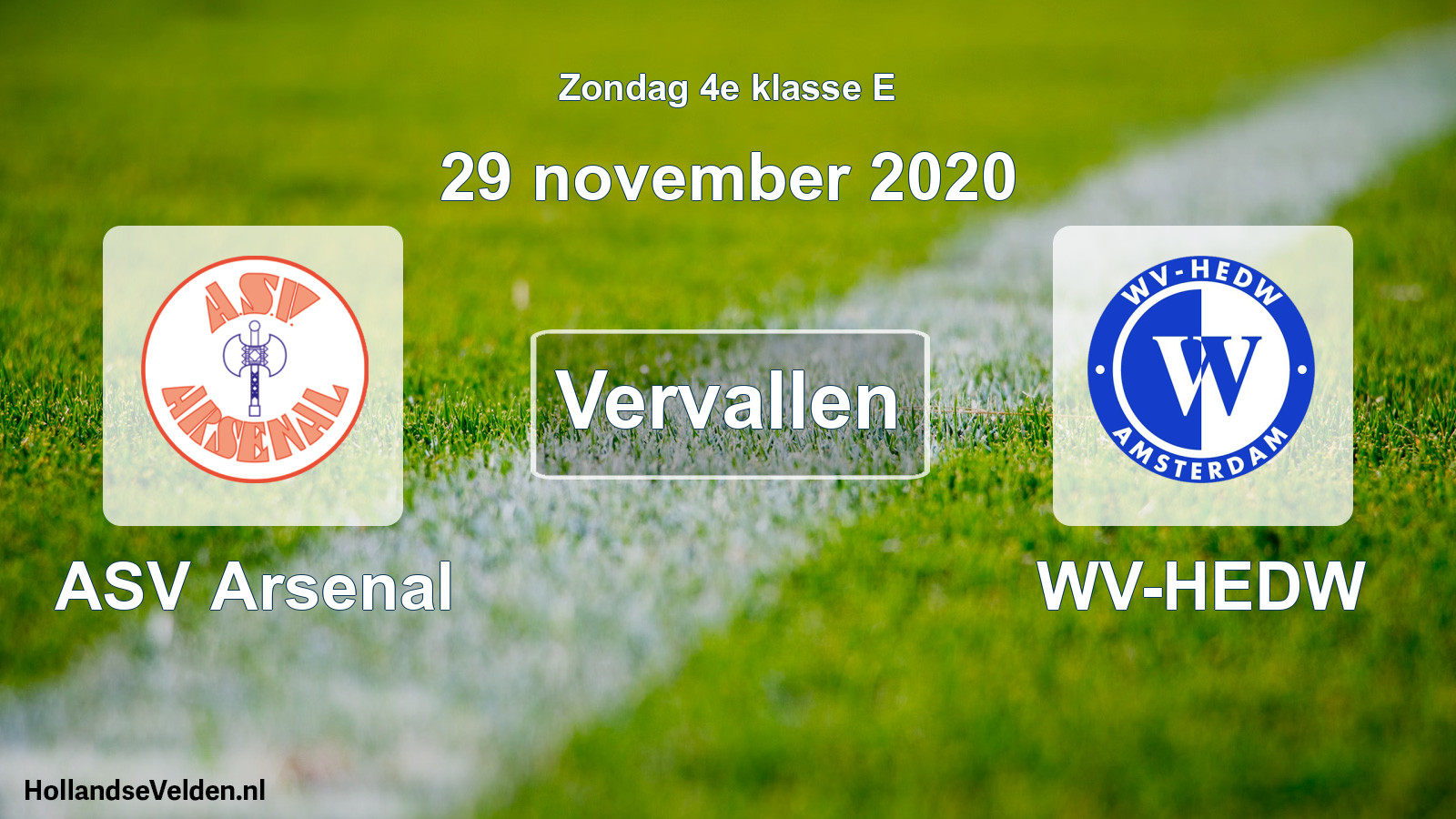 Scheduled Match: ASV Arsenal - WV-HEDW (29 November 2020)