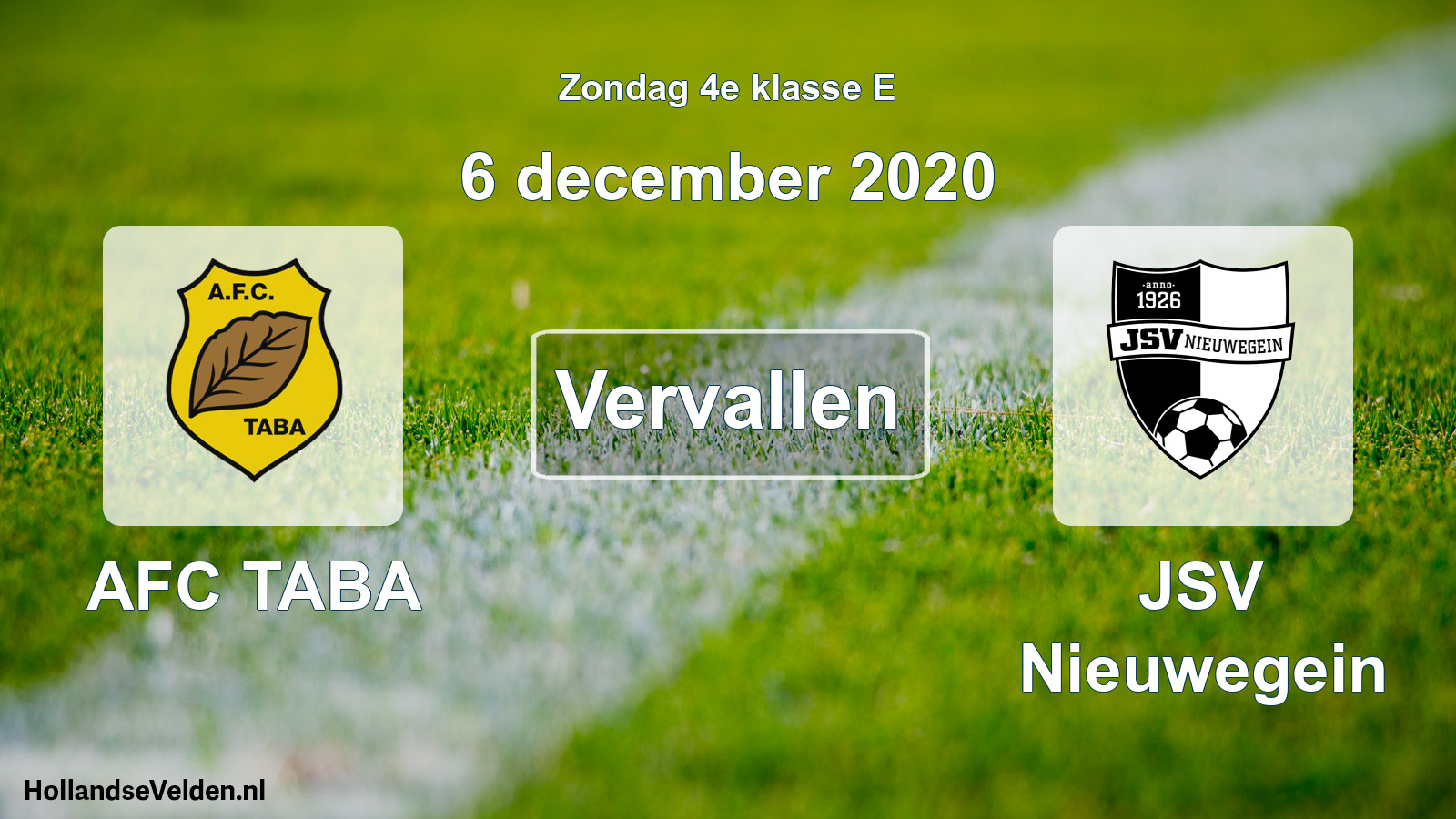 Scheduled Match: AFC TABA - JSV Nieuwegein (6 December 2020)