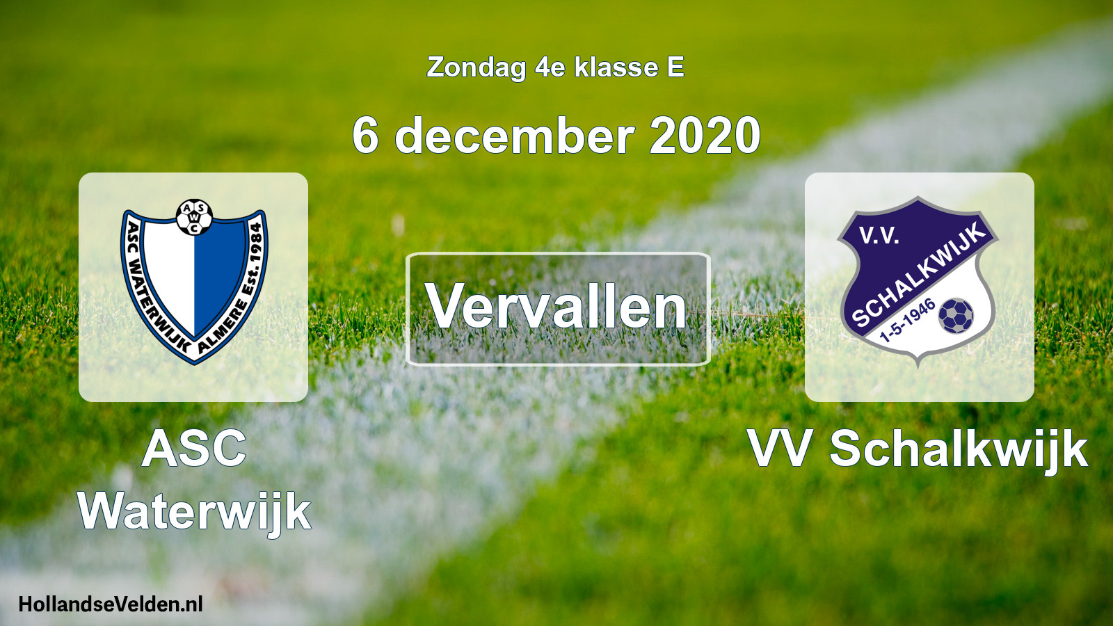 Scheduled Match: ASC Waterwijk - VV Schalkwijk (6 December 2020)