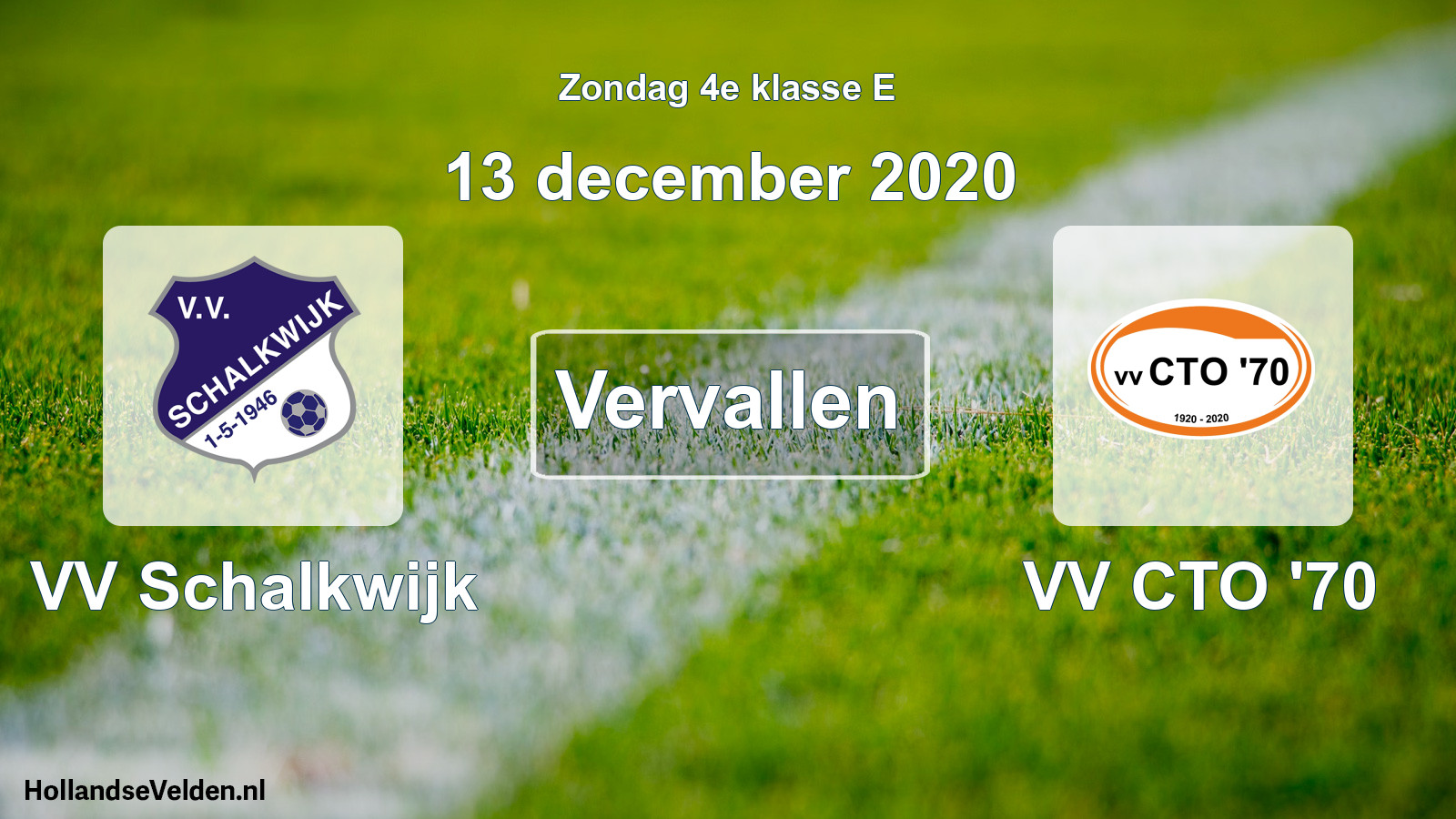 Scheduled Match: VV Schalkwijk - VV CTO '70 (13 December 2020)