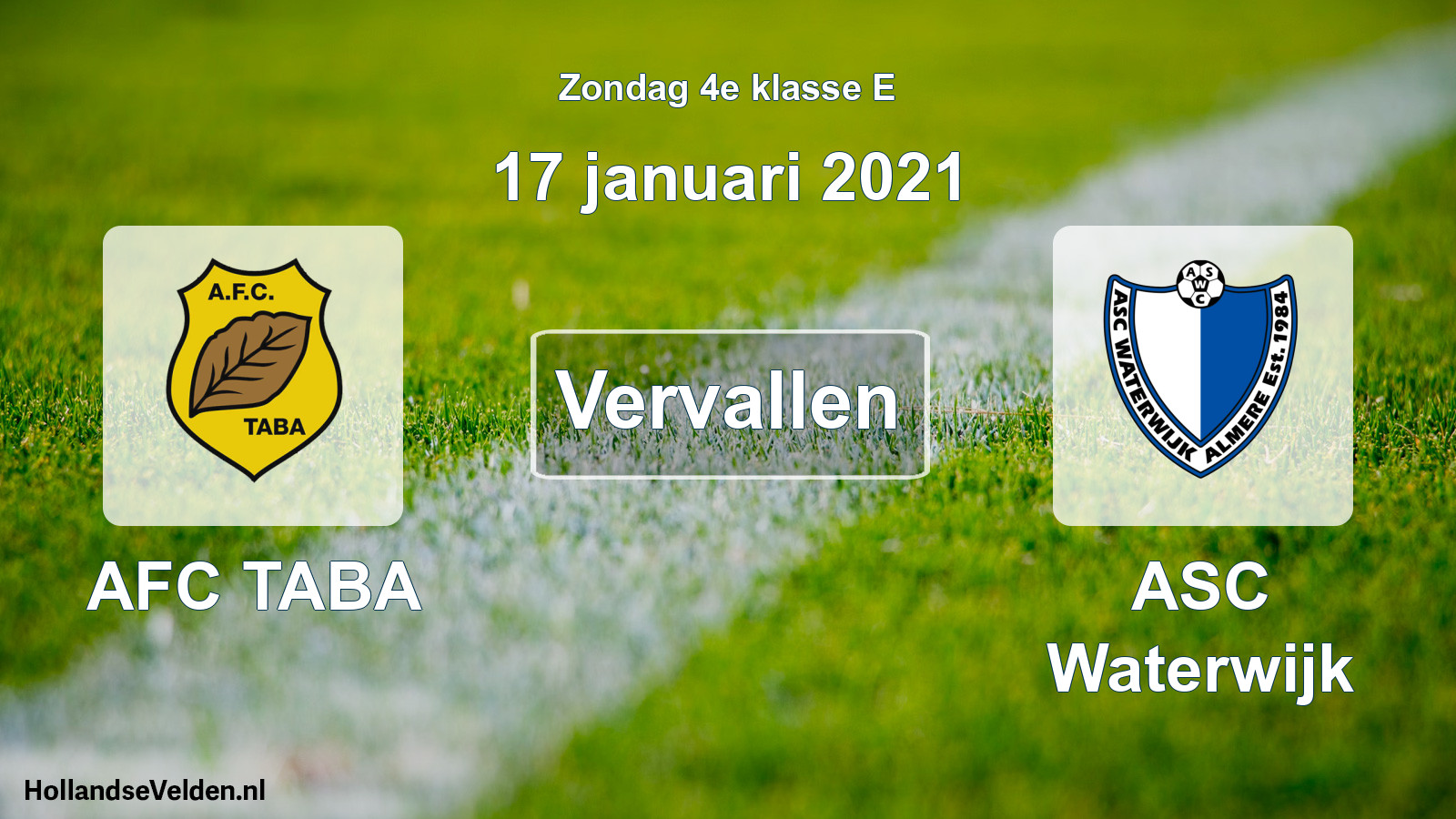 Scheduled Match: AFC TABA - ASC Waterwijk (17 January 2021)