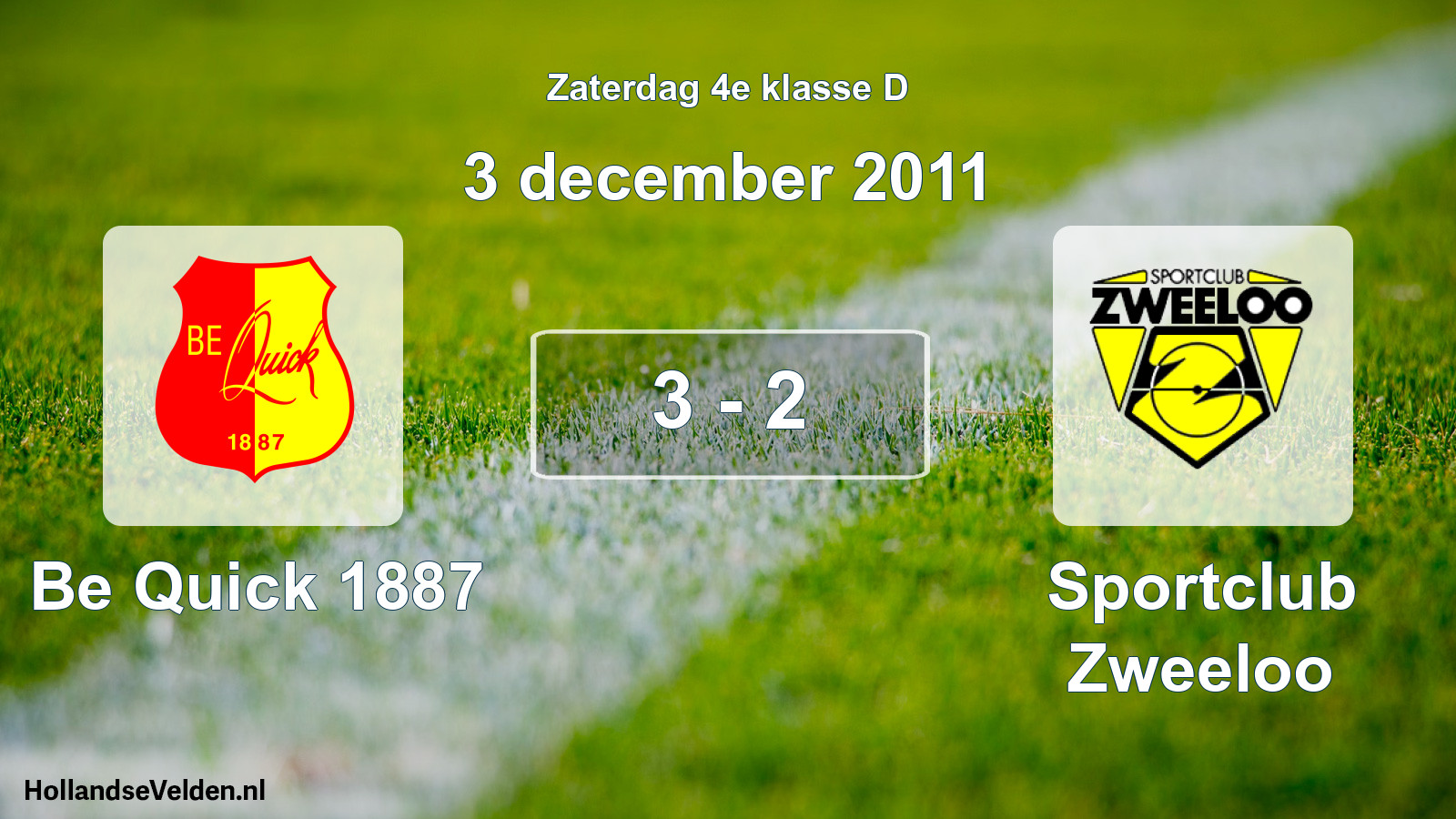 Total number of matches played: Be Quick 1887 - Sportclub Zweeloo 3 - 2 (3 December 2011)
