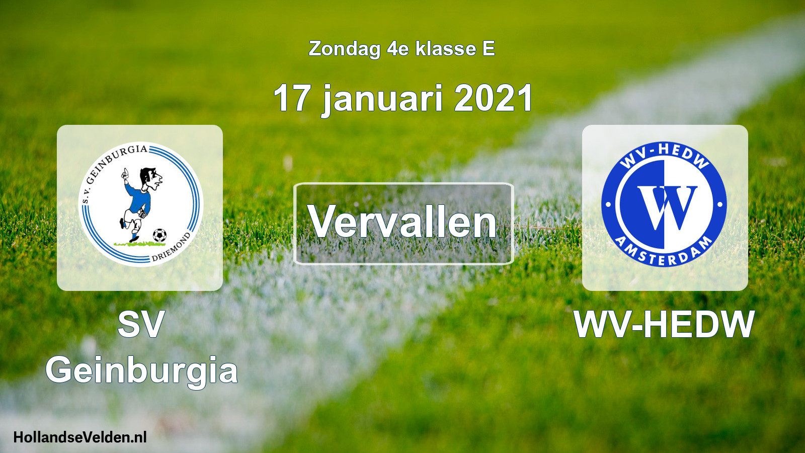 Scheduled Match: SV Geinburgia - WV-HEDW (17 January 2021)