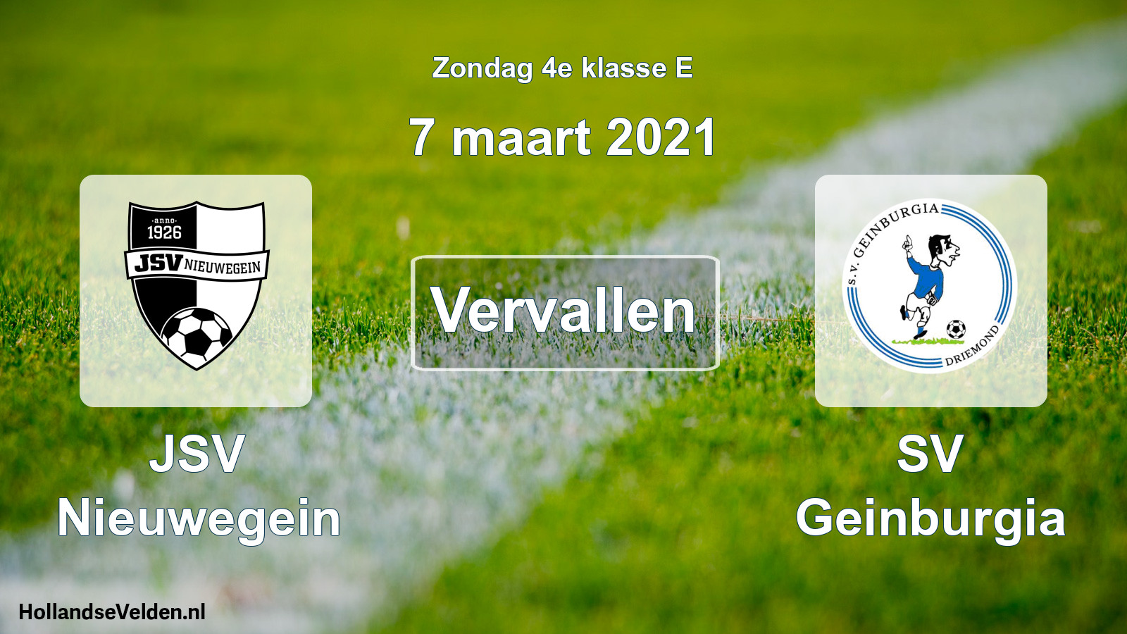 Scheduled Match: JSV Nieuwegein - SV Geinburgia (7 March 2021)