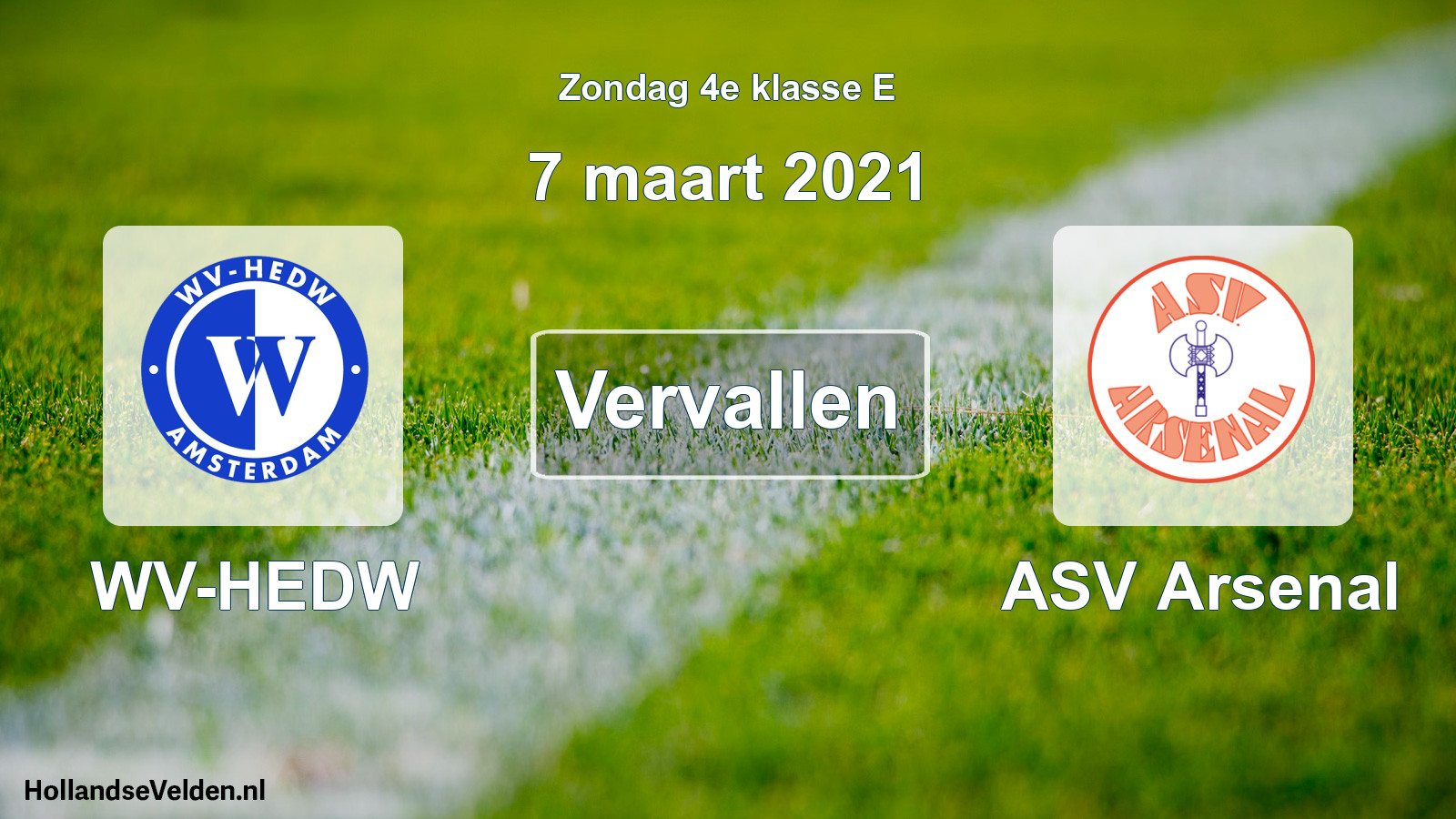 Scheduled Match: WV-HEDW - ASV Arsenal (7 March 2021)