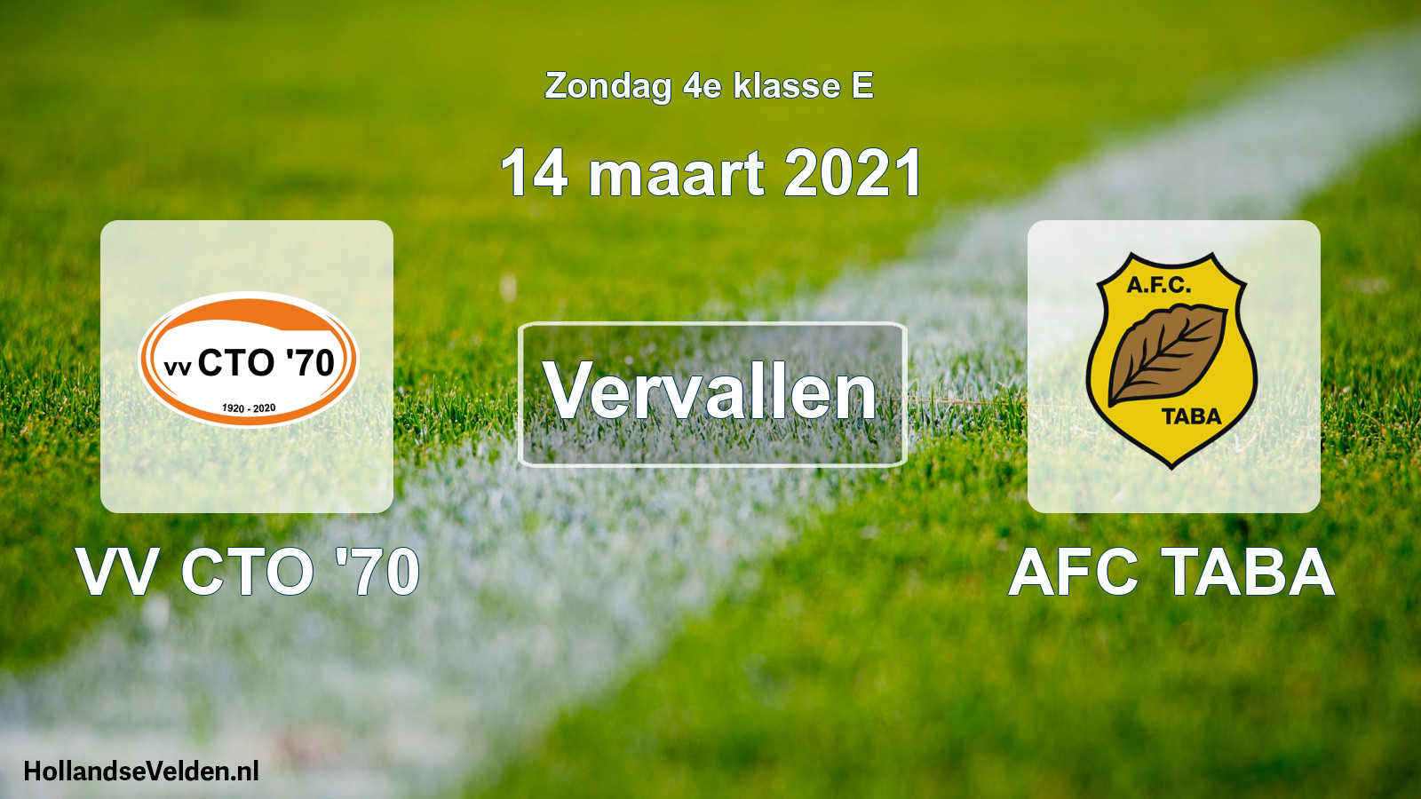 Scheduled Match: VV CTO '70 - AFC TABA (14 March 2021)