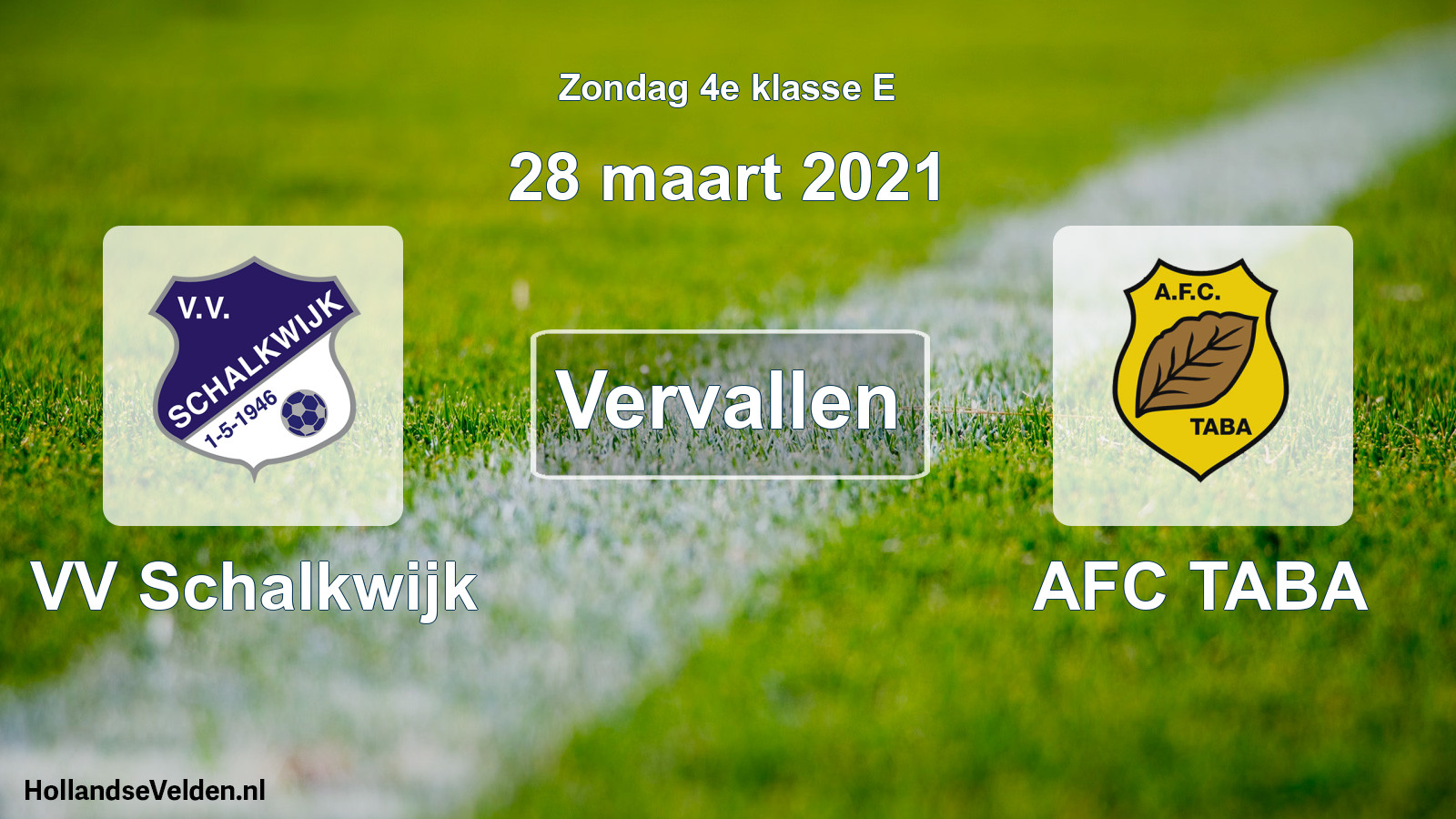 Scheduled Match: VV Schalkwijk - AFC TABA (28 March 2021)