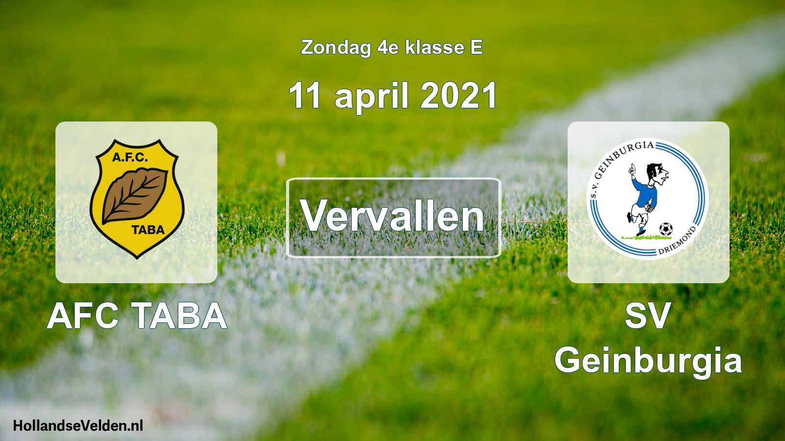 Scheduled Match: AFC TABA - SV Geinburgia (11 April 2021)