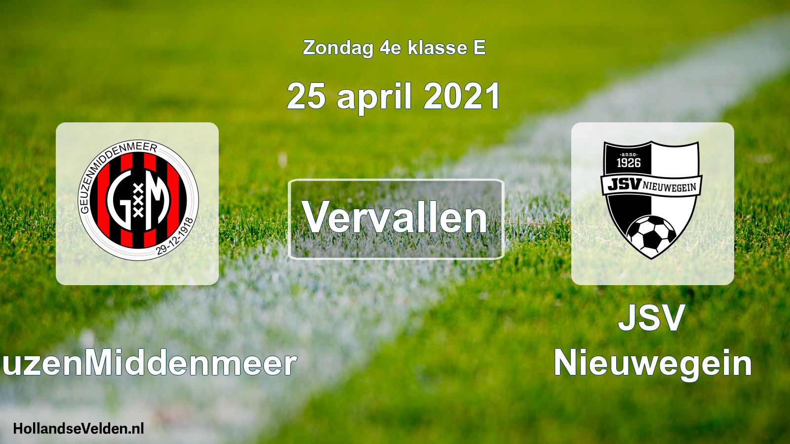 Scheduled Match: GeuzenMiddenmeer - JSV Nieuwegein (25 April 2021)