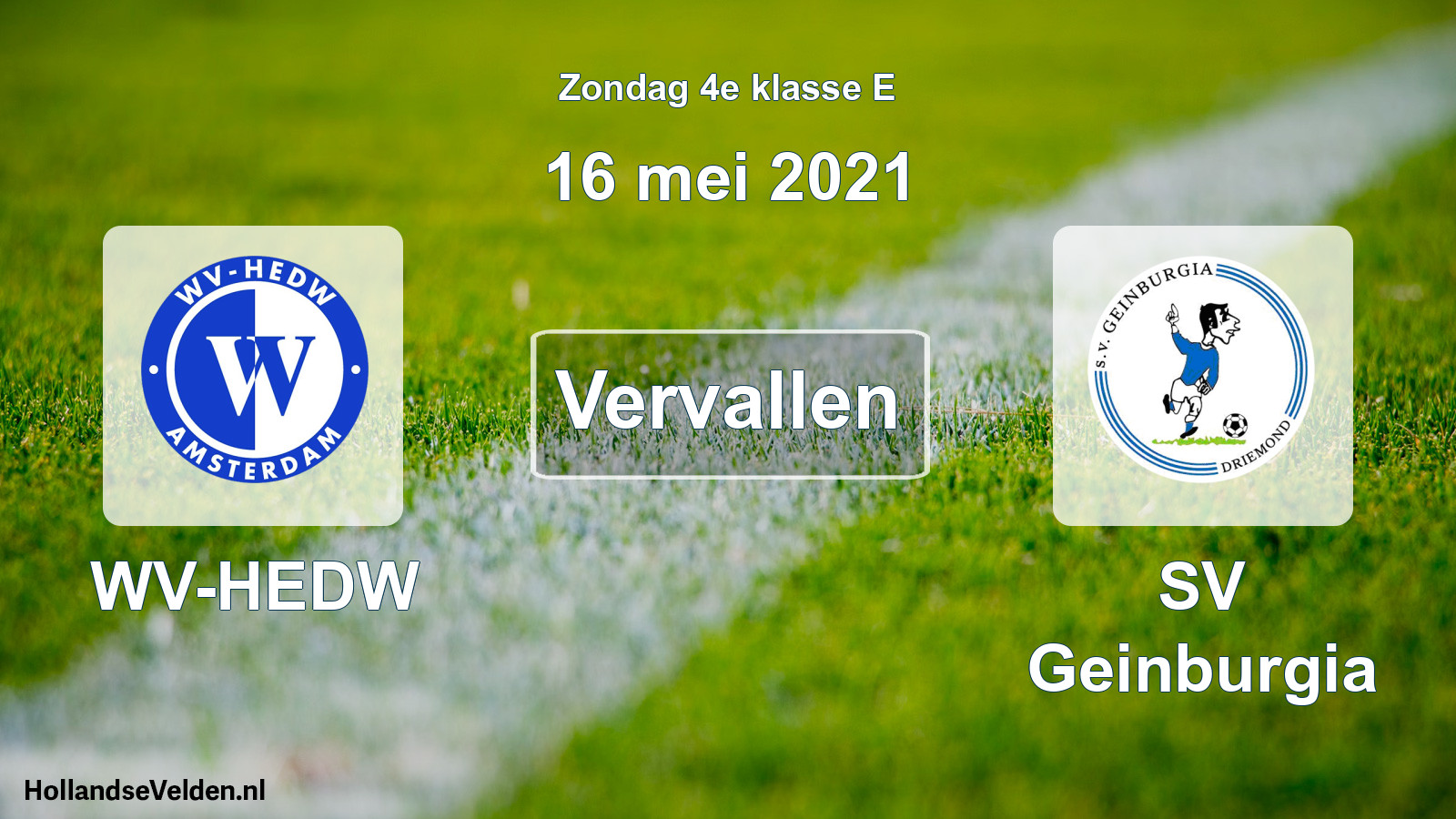 Scheduled Match: WV-HEDW - SV Geinburgia (16 May 2021)