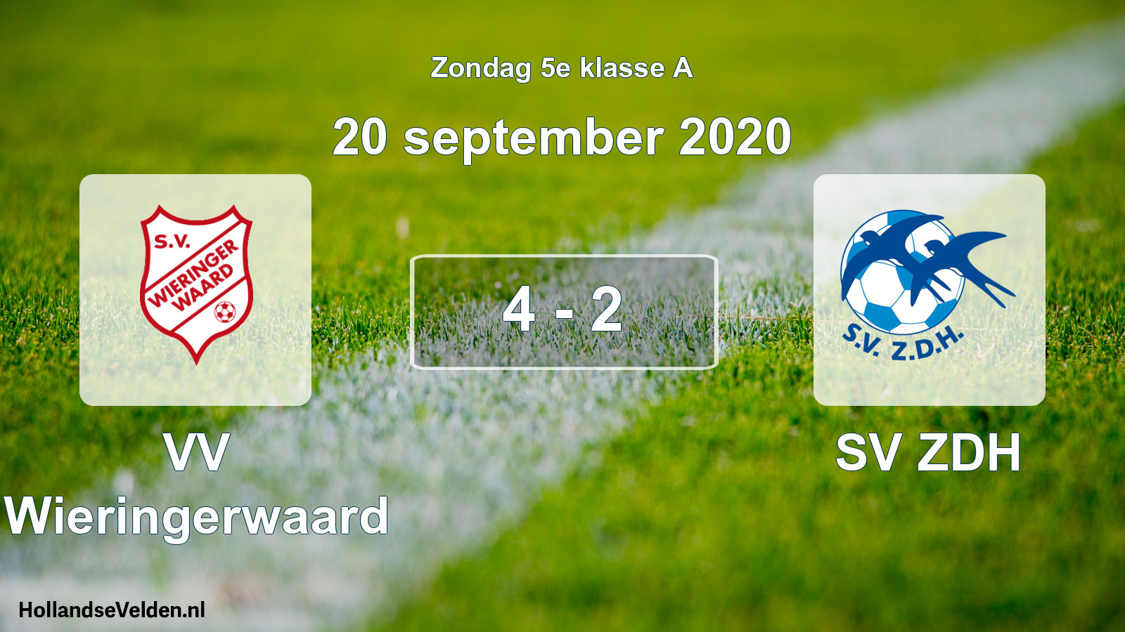 Total number of matches played: VV Wieringerwaard - SV ZDH 4 - 2 (20 September 2020)