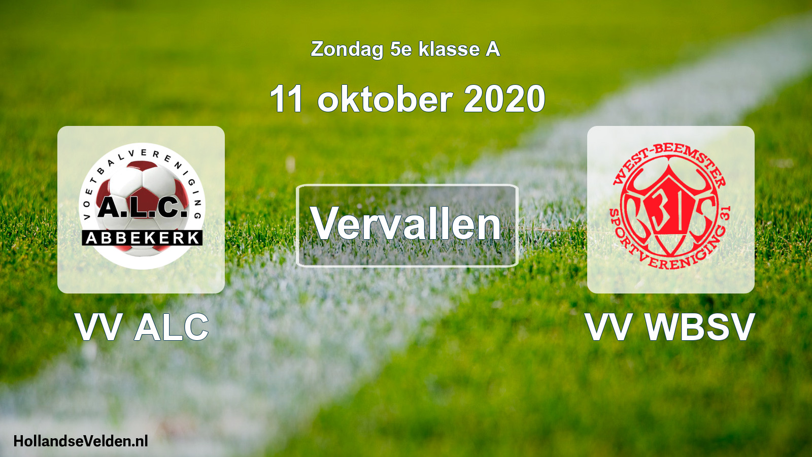 Scheduled Match: VV ALC - VV WBSV (11 October 2020)