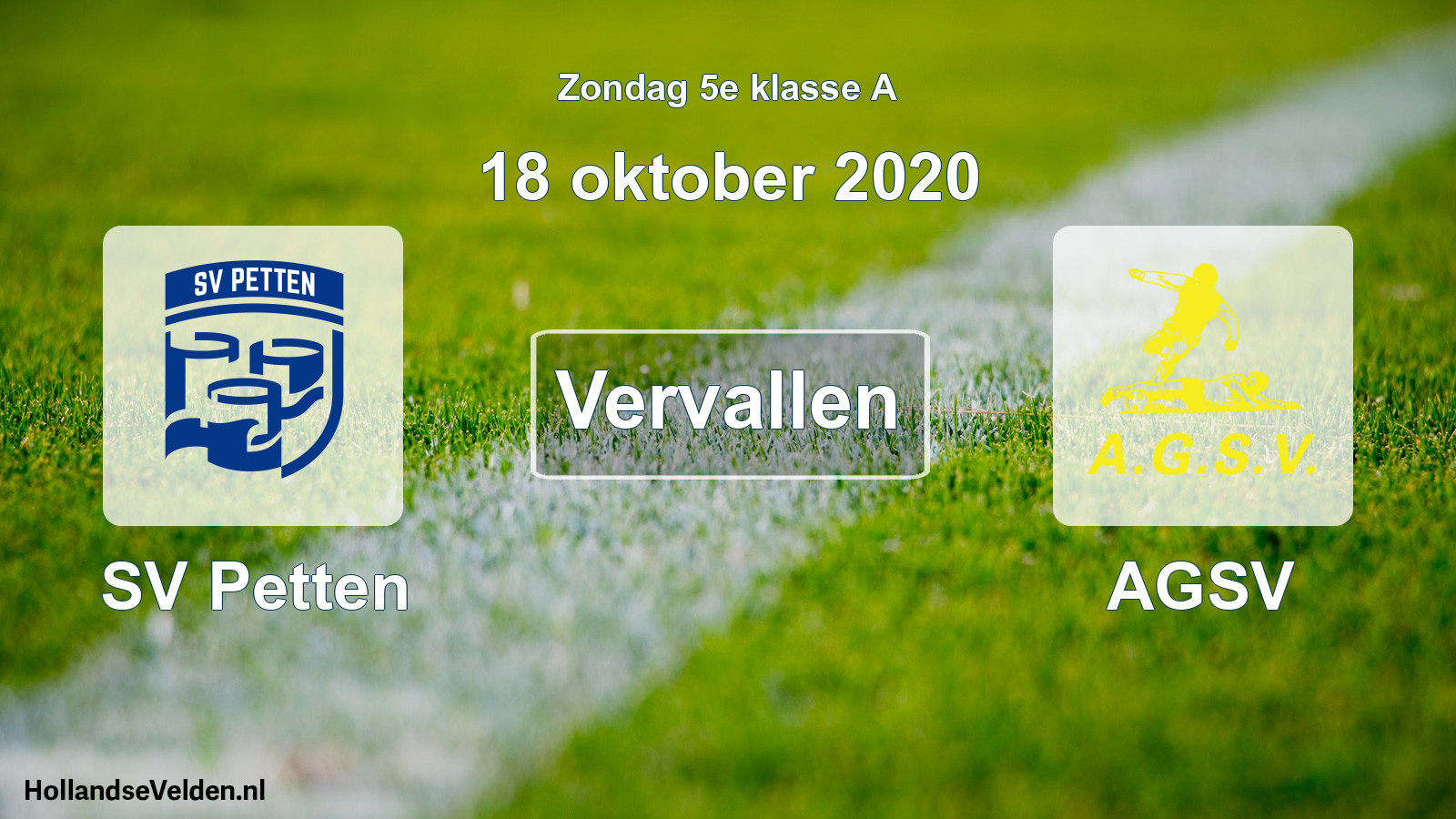 Scheduled Match: SV Petten - AGSV (18 October 2020)
