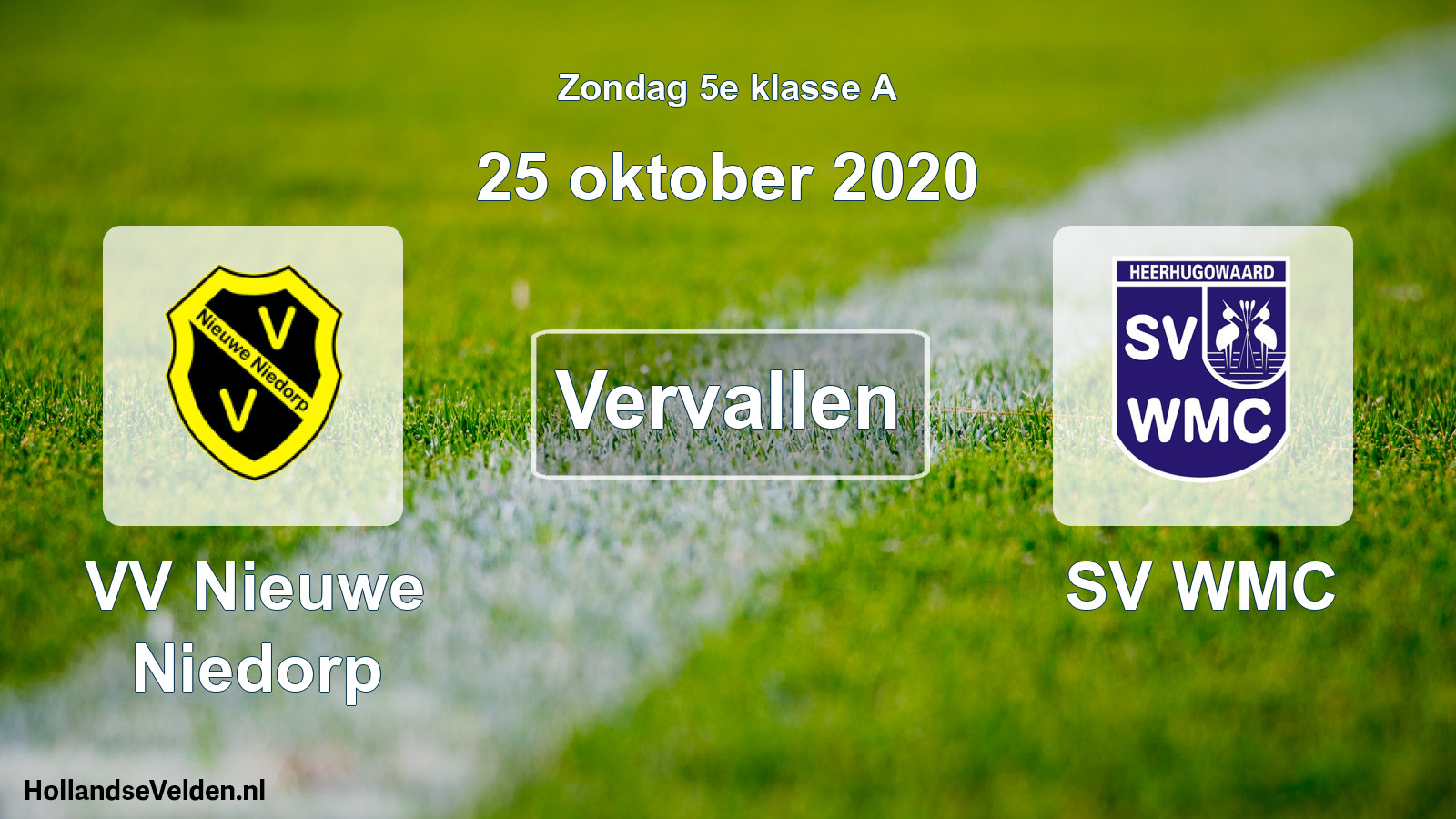 Scheduled Match: VV Nieuwe Niedorp - SV WMC (25 October 2020)