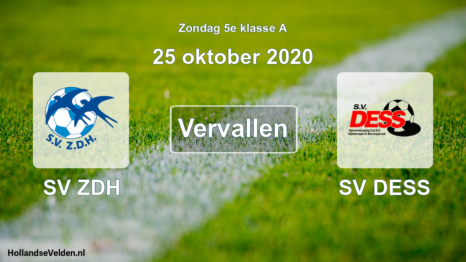 Scheduled Match: SV ZDH - SV DESS (25 October 2020)
