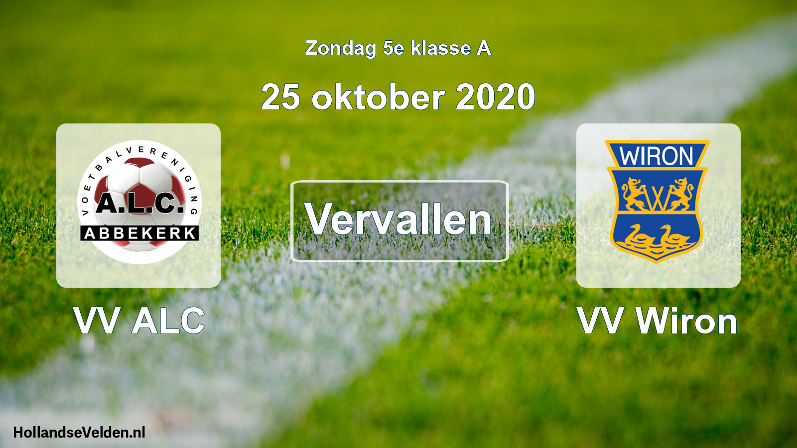 Scheduled Match: VV ALC - VV Wiron (25 October 2020)