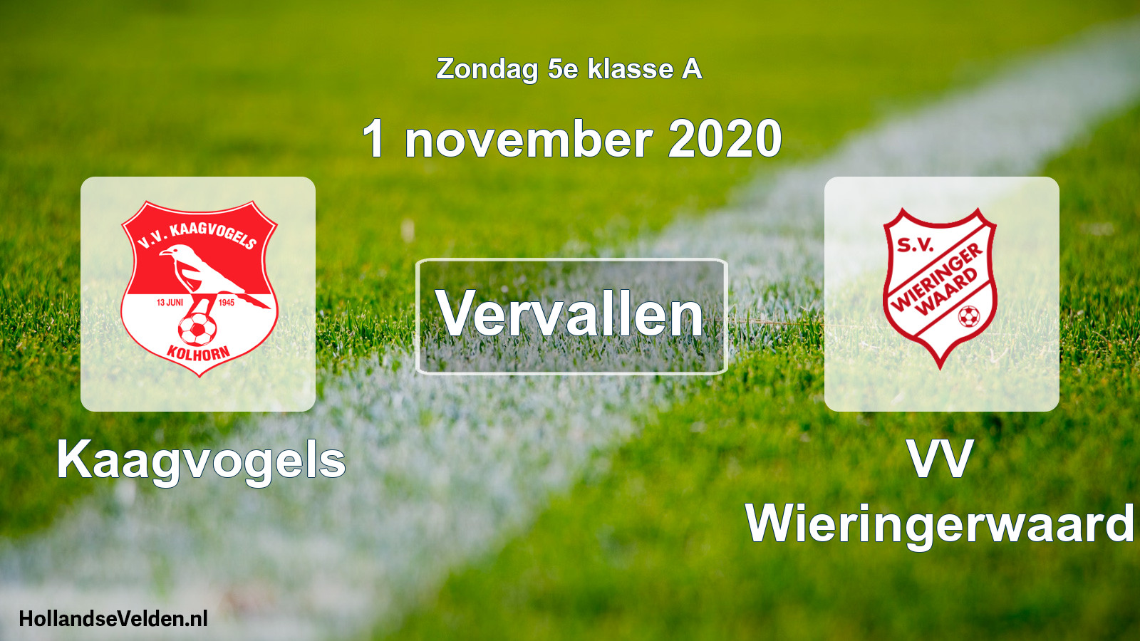 Scheduled Match: Kaagvogels - VV Wieringerwaard (1 November 2020)