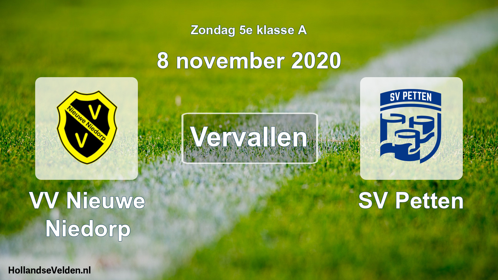 Scheduled Match: VV Nieuwe Niedorp - SV Petten (8 November 2020)