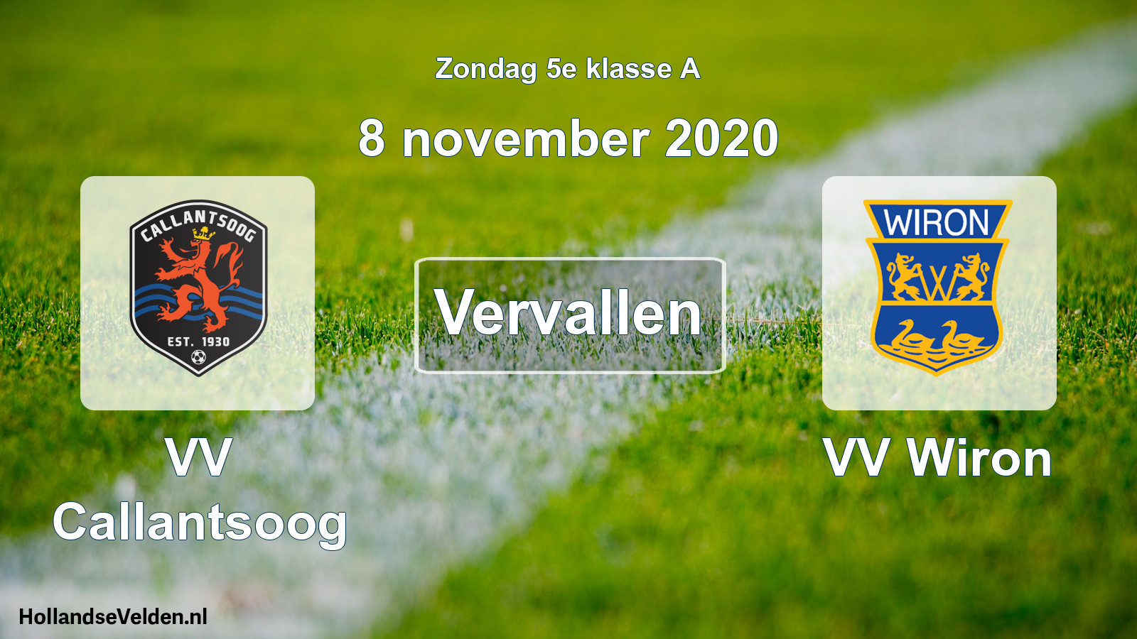 Scheduled Match: VV Callantsoog - VV Wiron (8 November 2020)