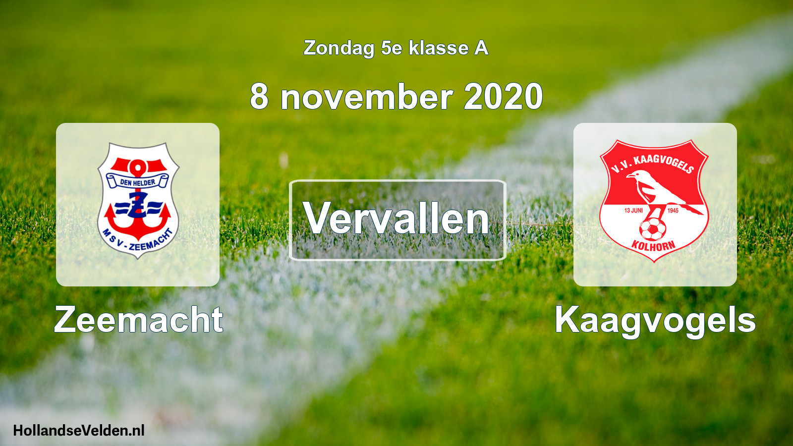 Scheduled Match: Zeemacht - Kaagvogels (8 November 2020)