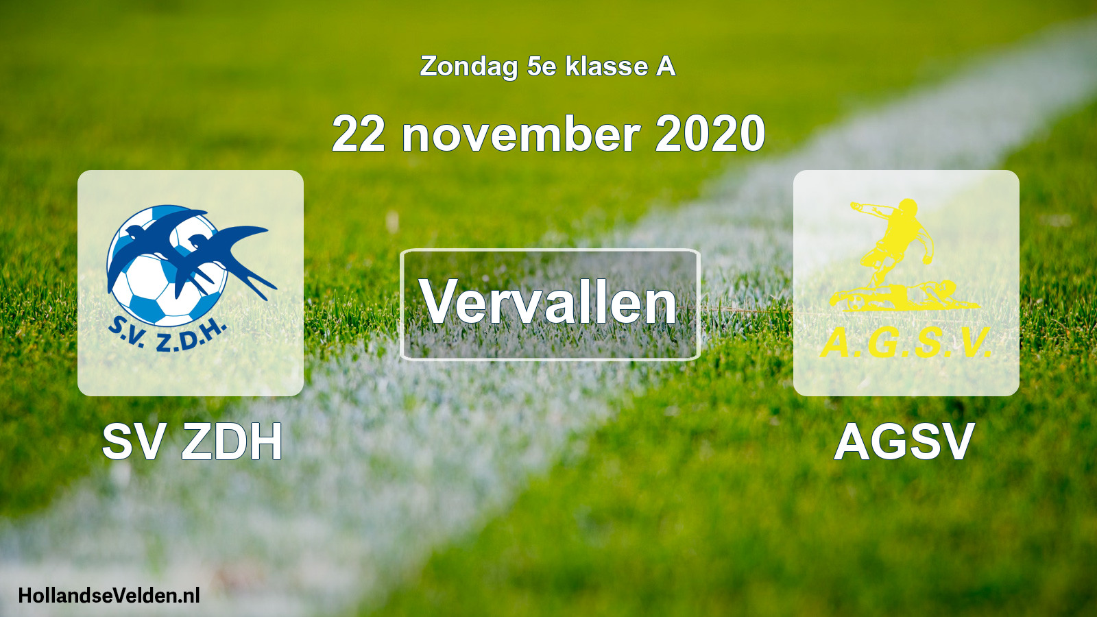 Scheduled Match: SV ZDH - AGSV (22 November 2020)