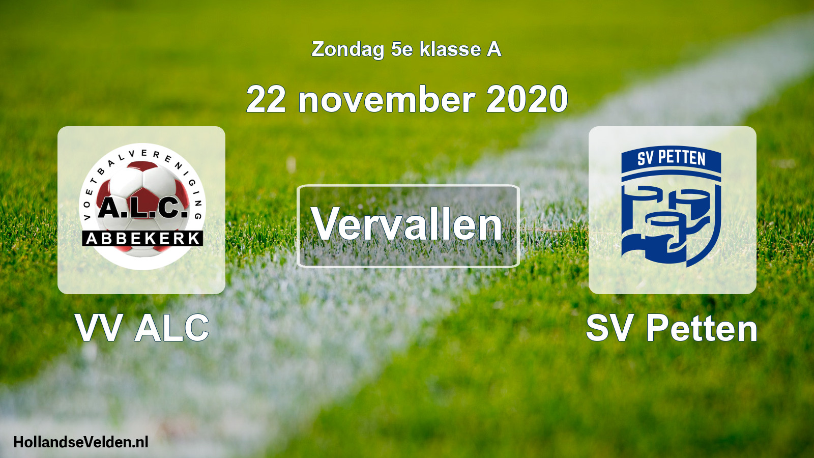 Scheduled Match: VV ALC - SV Petten (22 November 2020)