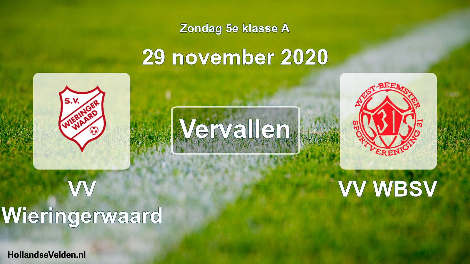Scheduled Match: VV Wieringerwaard - VV WBSV (29 November 2020)